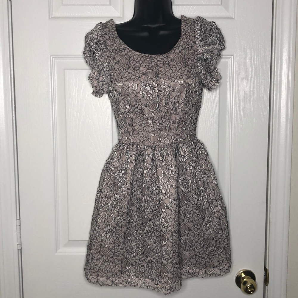 Babydoll Pink & Black Lace Dress
